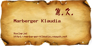 Marberger Klaudia névjegykártya